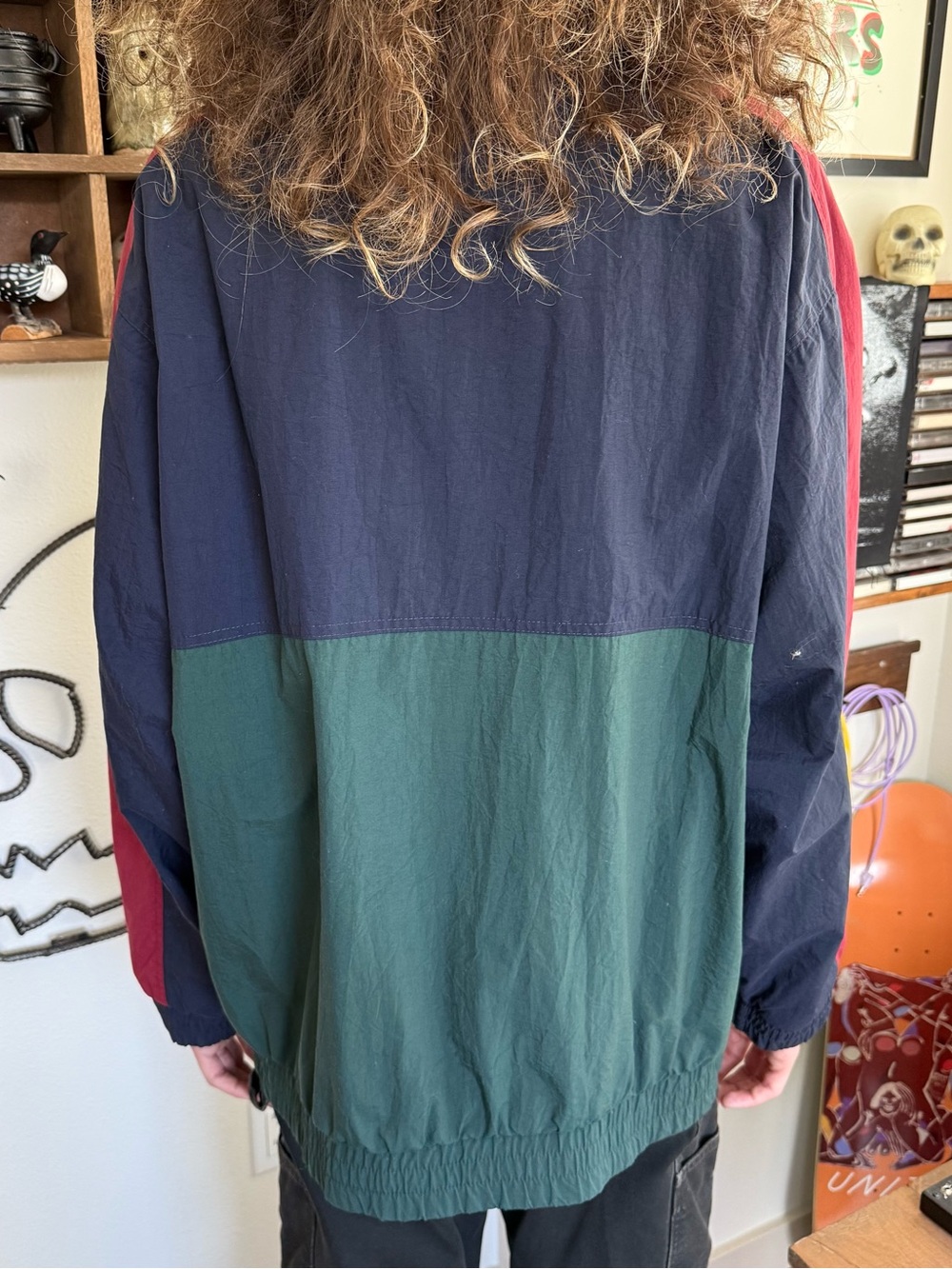 💀 SOLD 💀 Vintage 80s Izod Colorblock Lightweight Hooded Jacket ~ Size XL - Picture 5 of 9